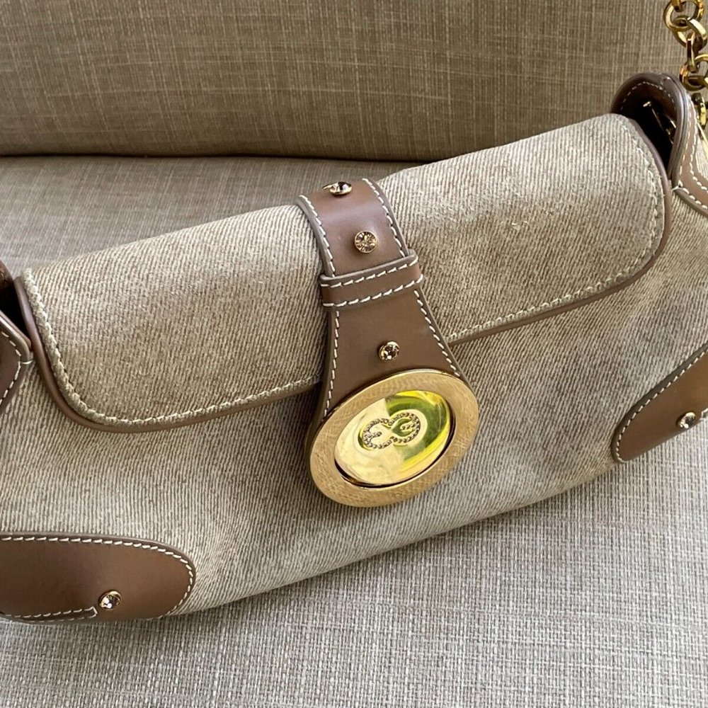 Escada Women Handbag Small Purse Bag Canvas/Leather Bag Handmade in Italy Authen - Picture 6 of 13